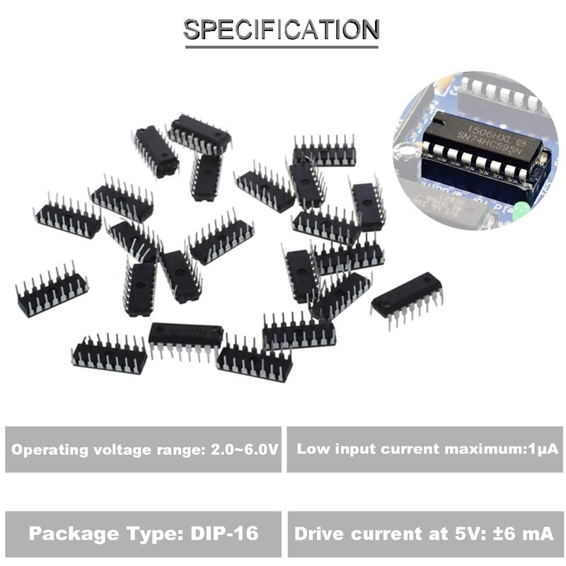 DKARDU 20 pcs SN74HC595N 8-Bit Counter Shift Registers 74HC595 DIP-16 3-State Output Registers Integrated Circuits high Speed Transmission + 20 pcs DIP-16 IC Socket - Image 5